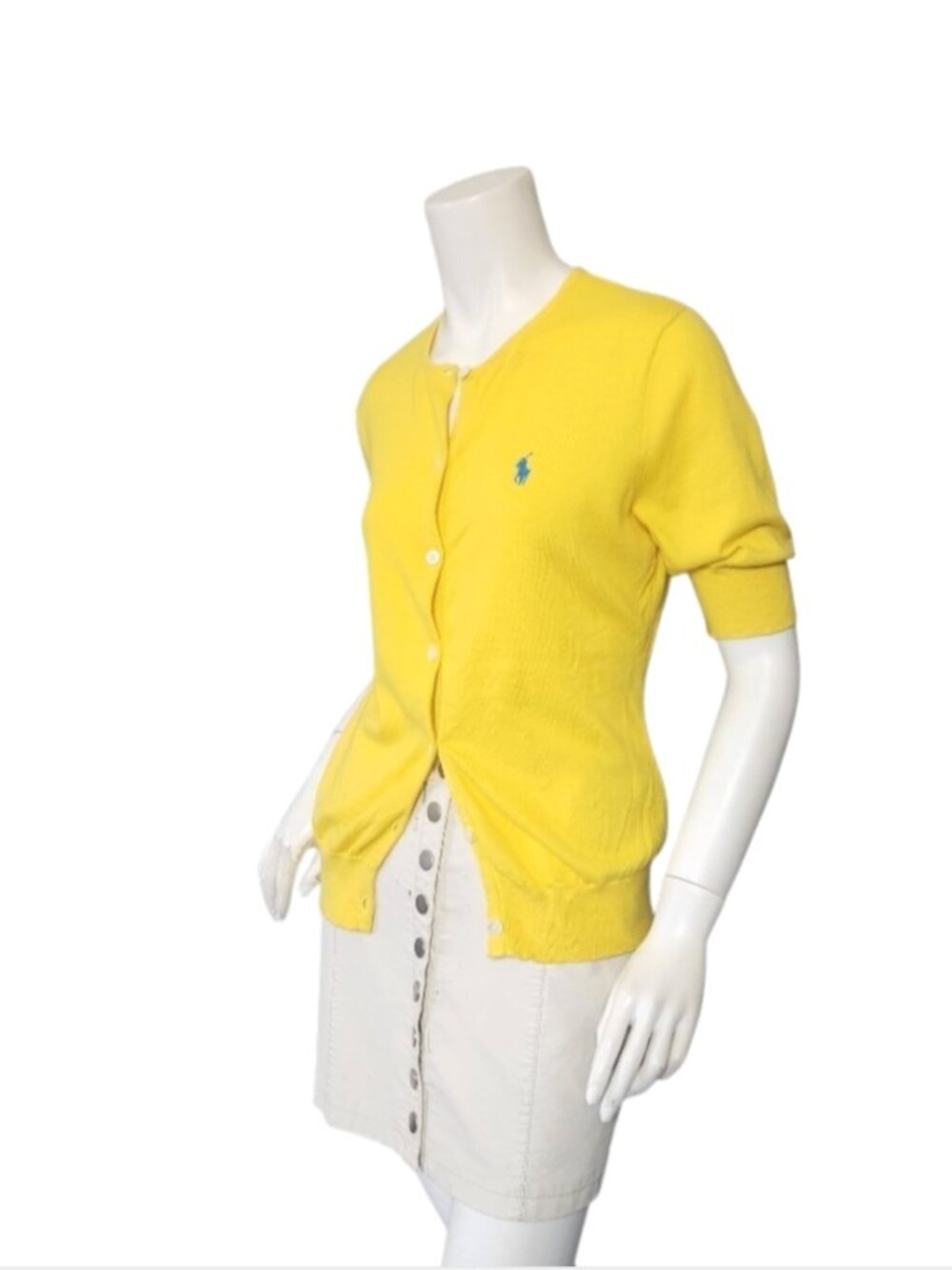 Ralph Lauren Short Sleeve Cardigan Sweater Cotton Shirt Pony Jr L/ Women's XS